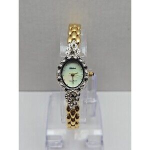 Dufonte Lucien Piccard Ladies Quartz New Battery Diamond Blue Sapphire Watch MOP